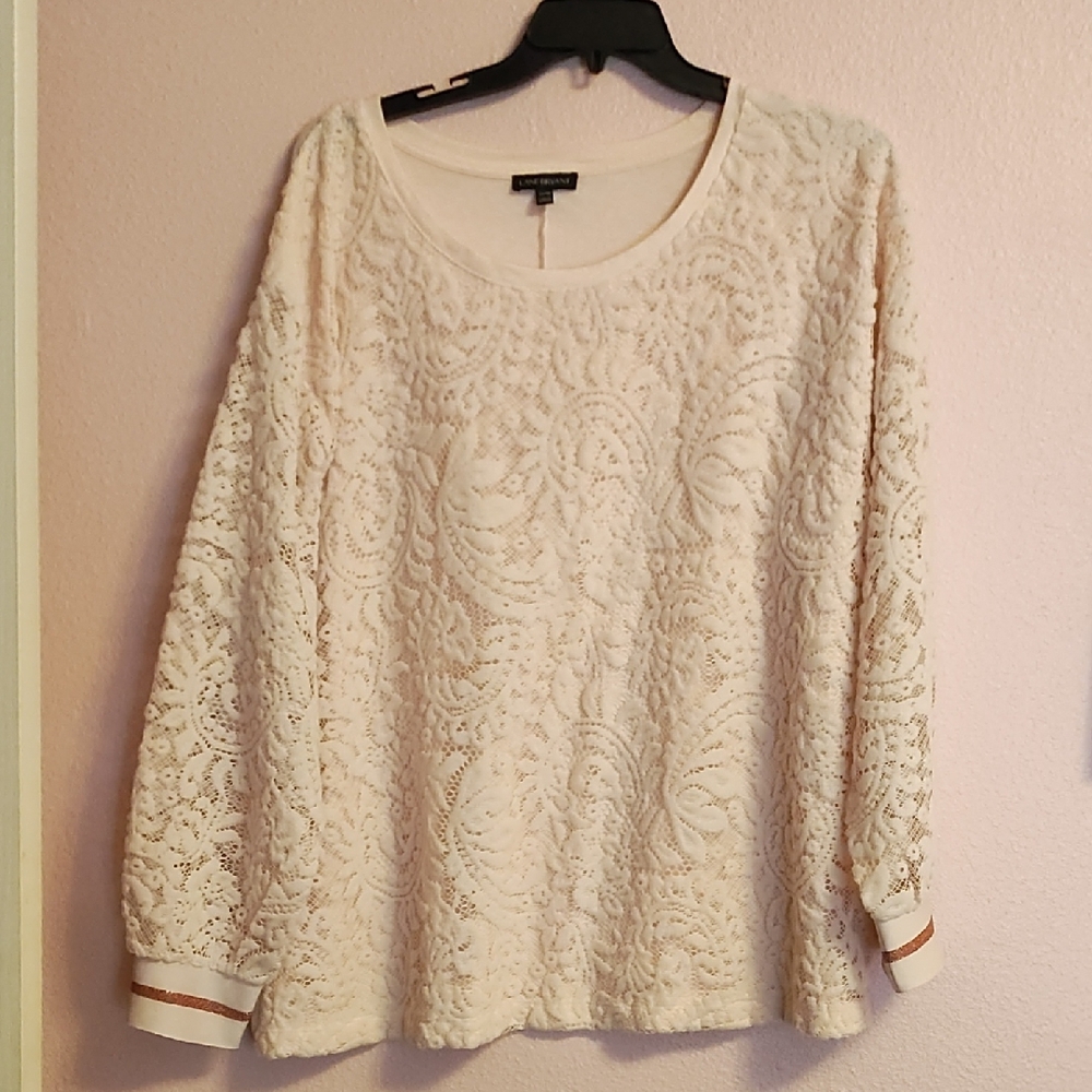 Lane Bryant Cream Lace Sweatshirt